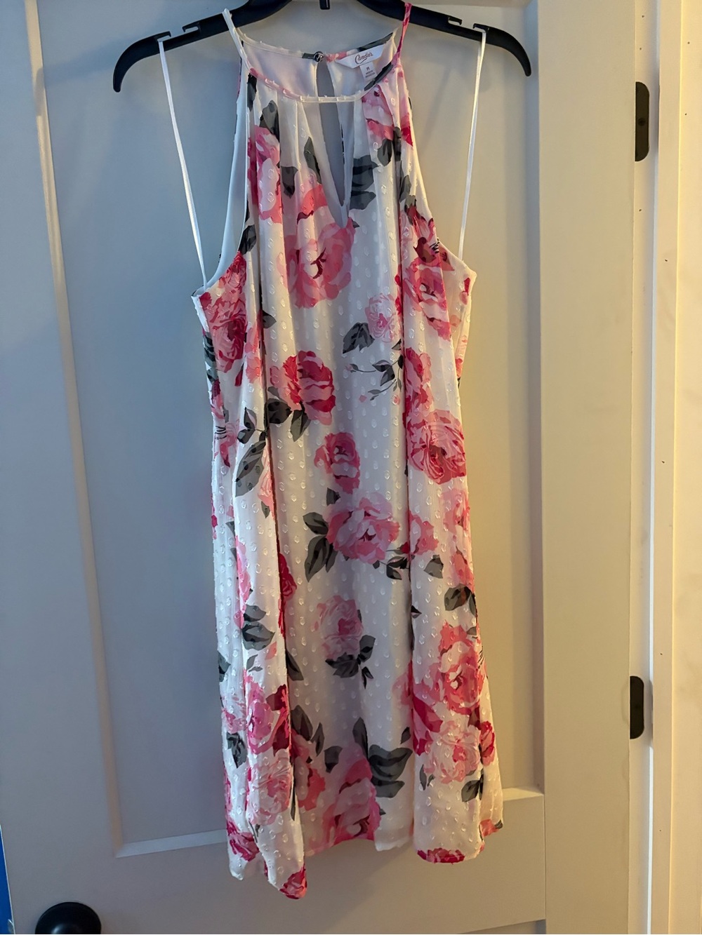 Candie's White and Pink Floral Halter Dress